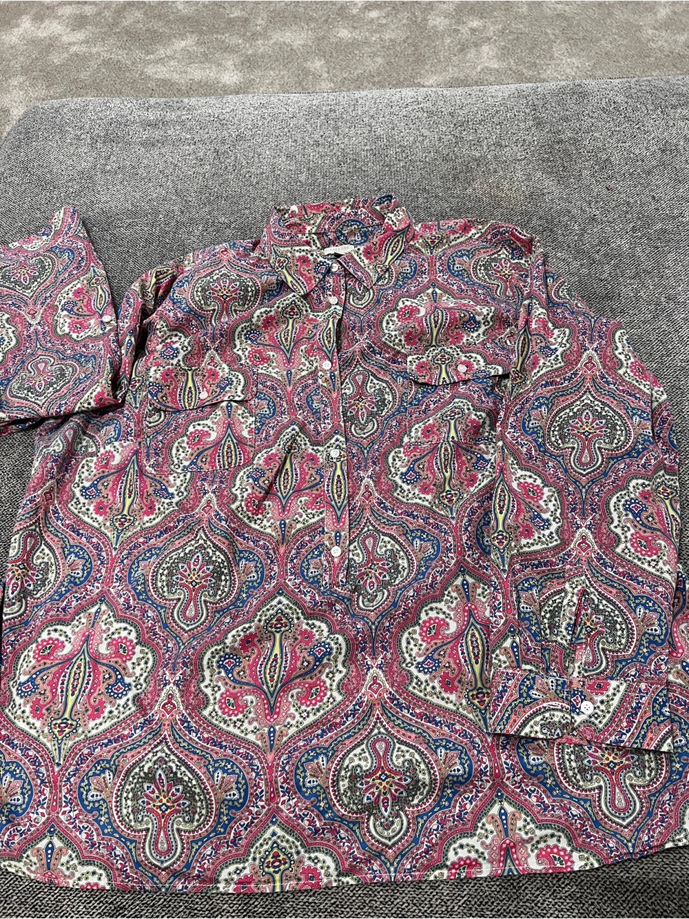 Women's Talbot’s Paisley Button-Front Shirt in Pink and Blue